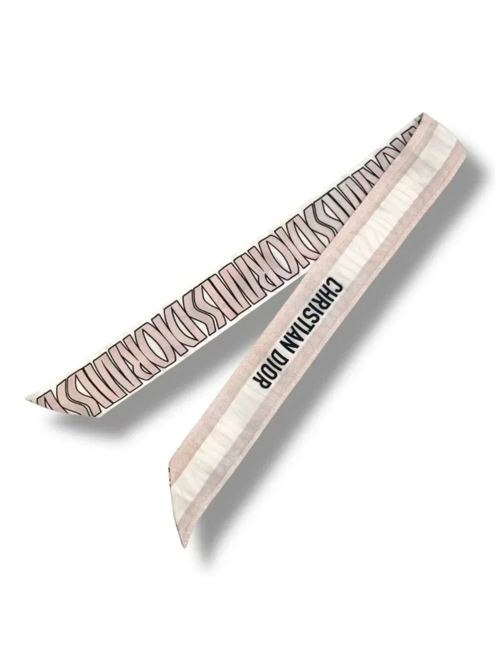 Dior Mitzah Scarf Silk Logo Pink White